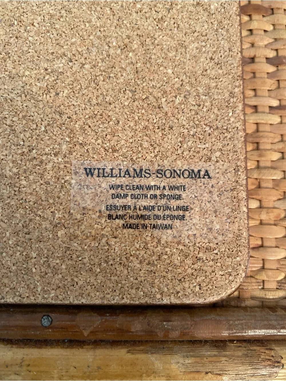 Williams Sonoma Famille Rose Cork Backed Placemats Pink, Yellow & Blue Floral